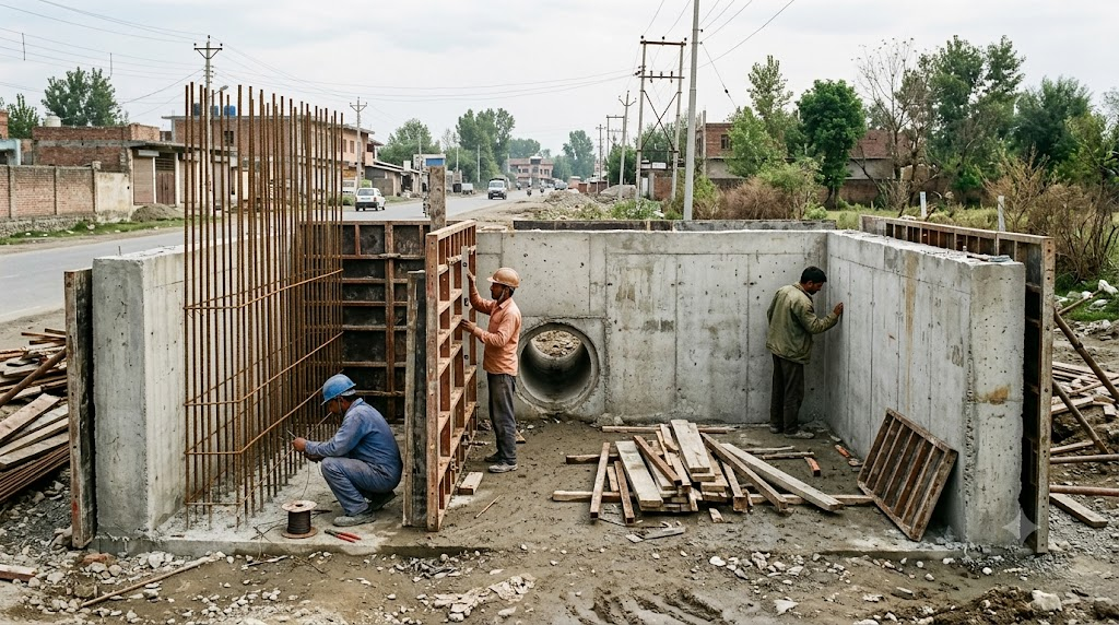 Deep drainage concrete chamber work