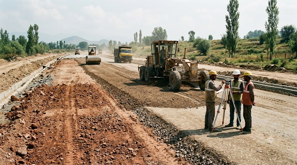 Highway earthwork and road formation