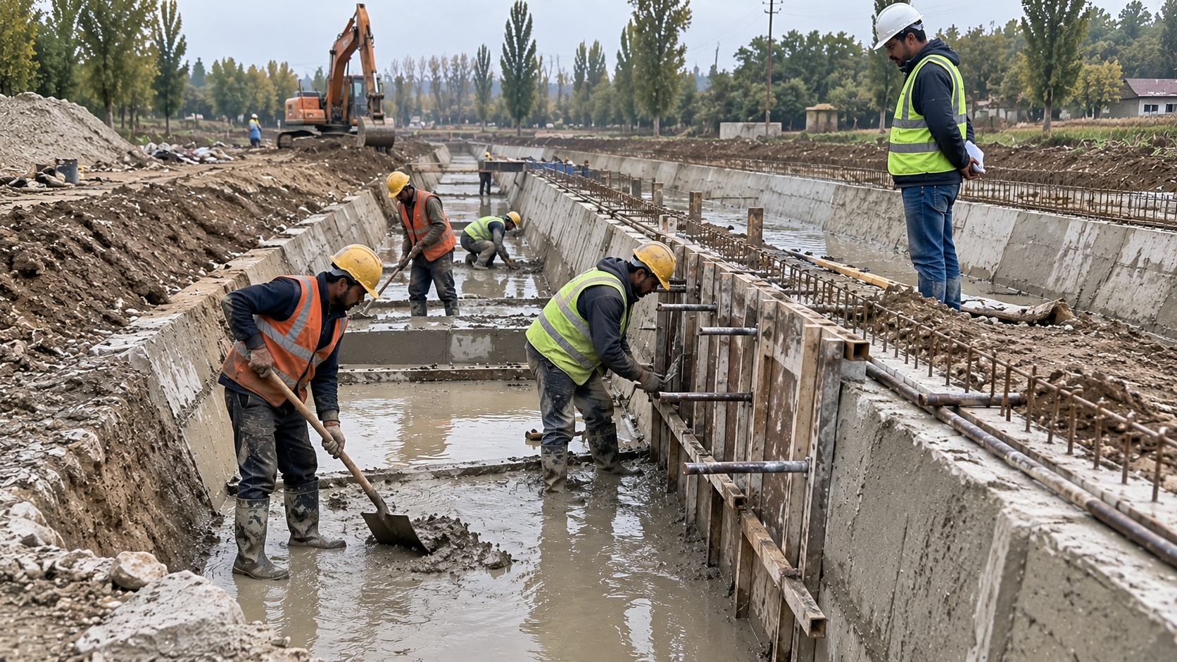Irrigation canal lining work