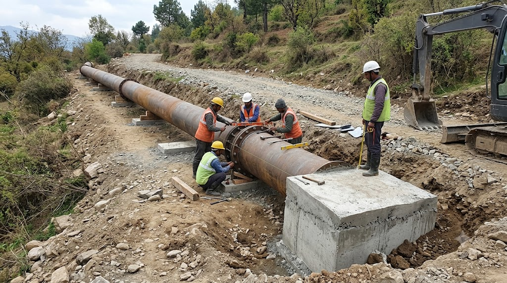 Minor hydro penstock construction work