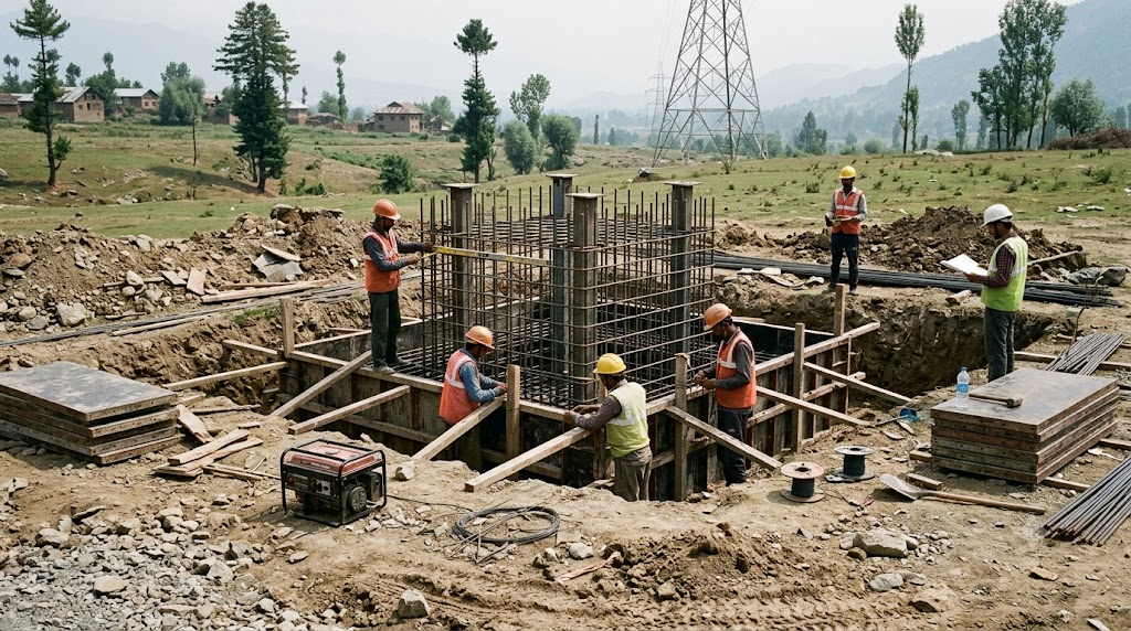 Transmission tower foundation work